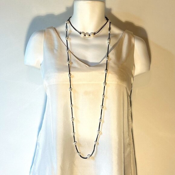 2 pc. Pearl Choker & Necklace Minimalist Parisian boho timeless chic - Picture 2 of 6
